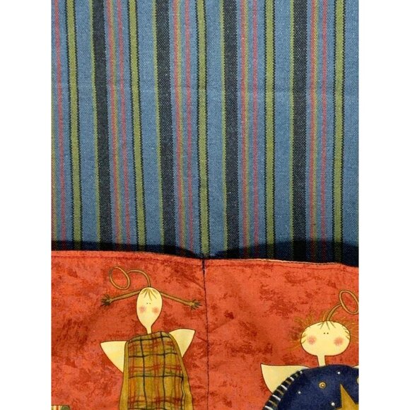 Vintage Holiday Angel Youth Apron 26" Festive Stripes Pockets Waist Tie Baking - Picture 4 of 9